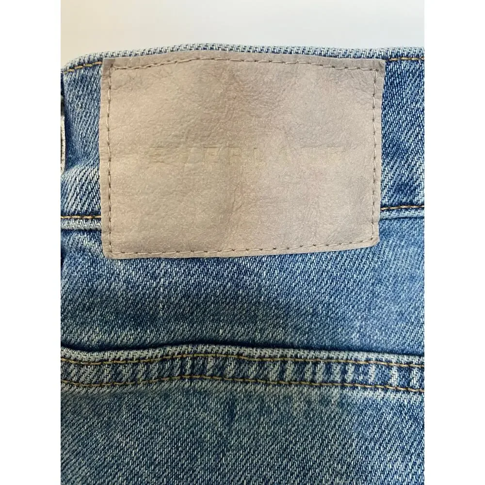 Everlane Wide Leg Jeans Womens 28R Cropped Raw Hem Blue Denim High Rise - Picture 11 of 13